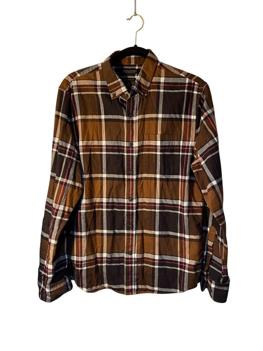 Banana Republic men’s untucked slim ultra soft plaid flannel M 
